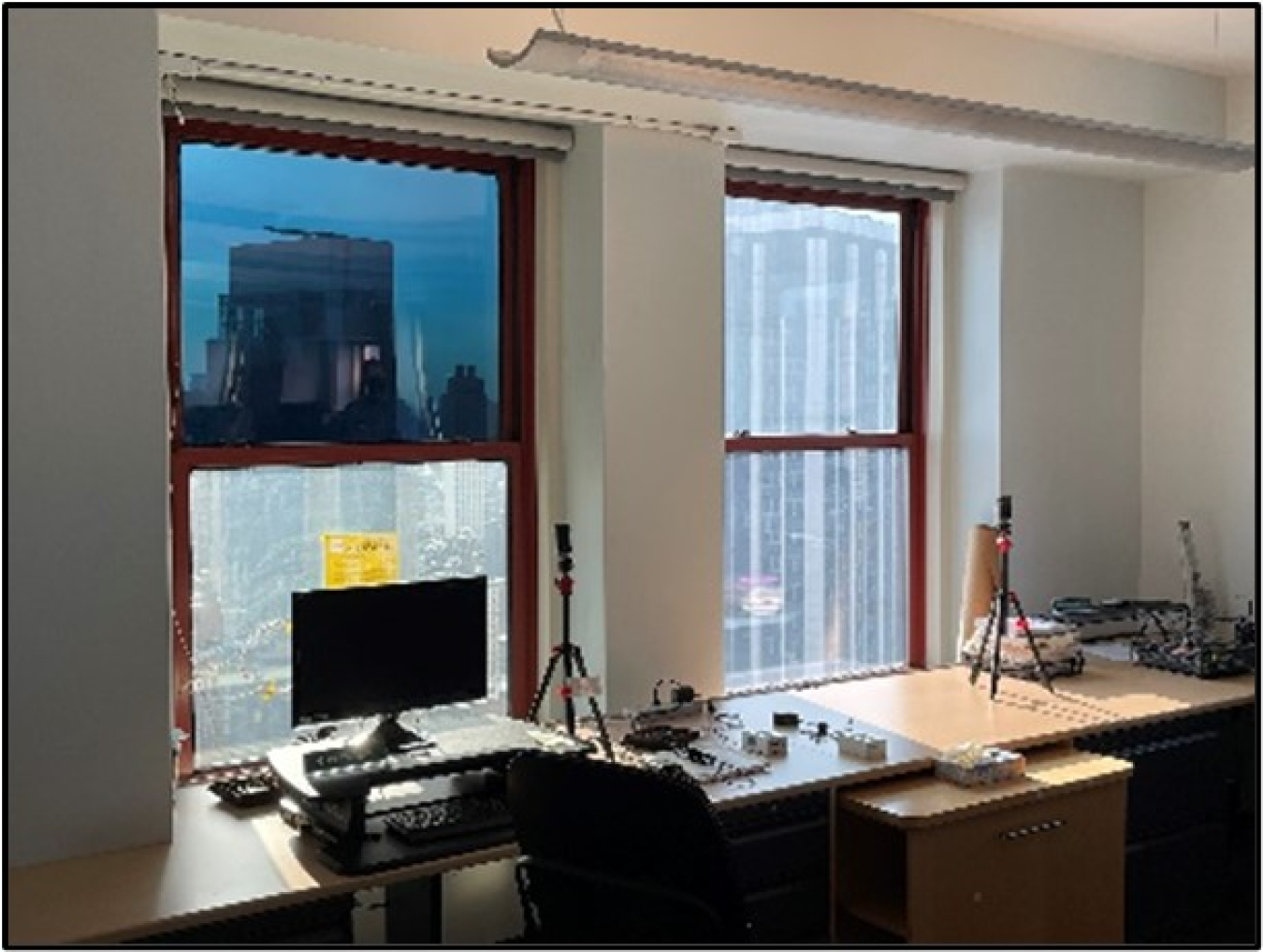 Left Window: Top & Bottom Sash EC IG (Device Layer Midway Between Inner & Outer Glass Lights). Right Window: Base Case Instrumented & Monitored For Both HVAC Performance & Occupant Comfort.