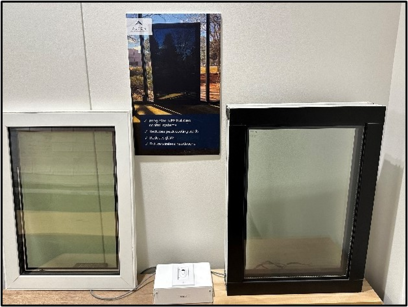 7/8” Insulating glass / outer Sage EC device layer + film / Krypton fill / inner 1/8” low-e