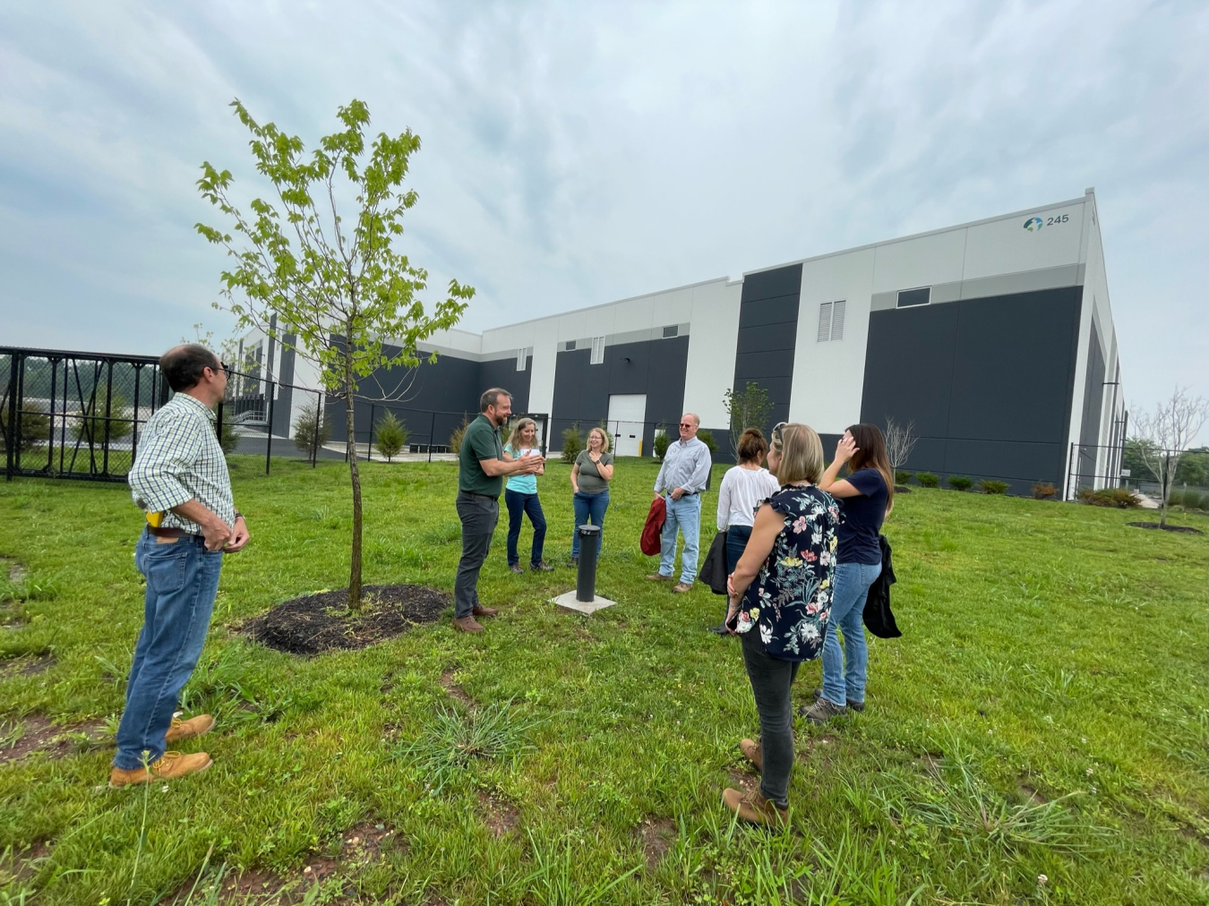 Group next to a tree
