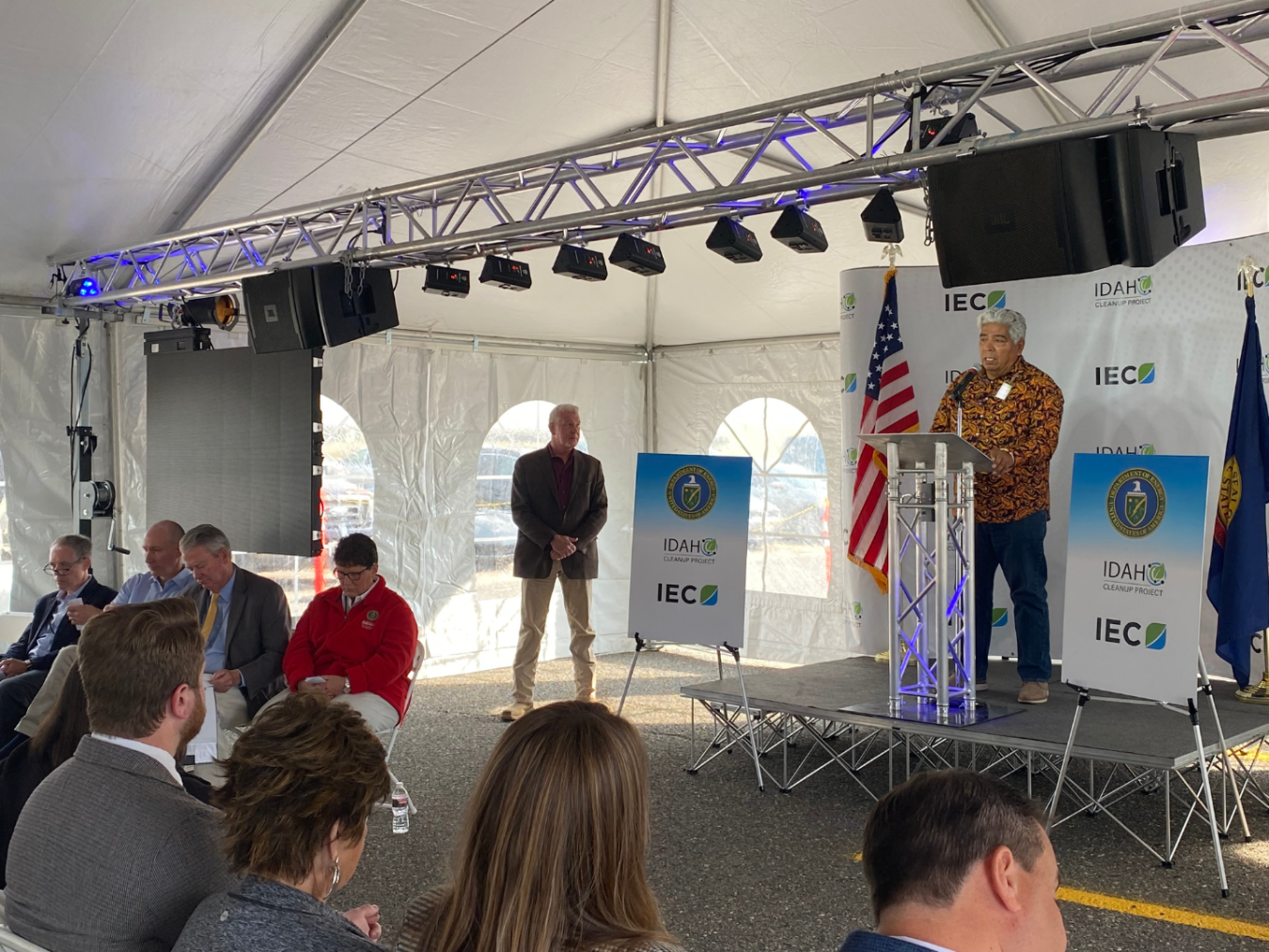 Ladd Edmo addresses crowd at IWTU celebration