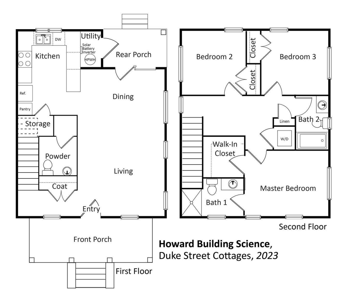 DOE Tour of Zero: Duke Street Cottages by Howard Building Science floorplans.