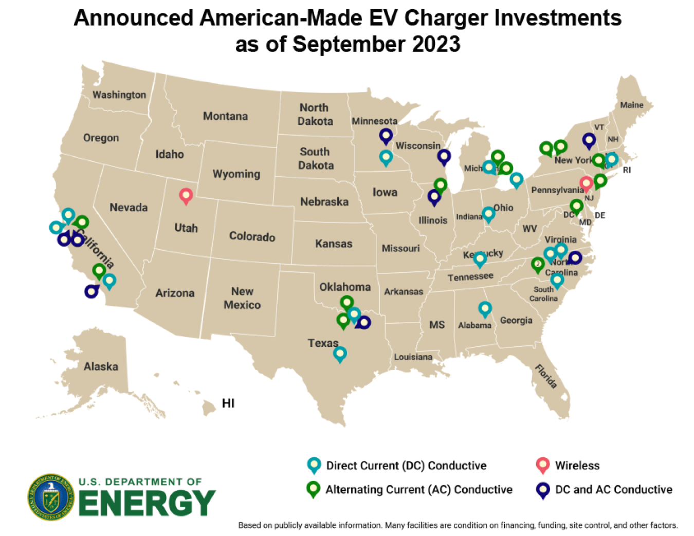 Announced American-Made EV Charger Investments as of September 2023