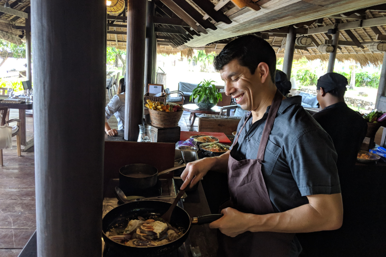 Raúl David Avalos cooking in Cambodia