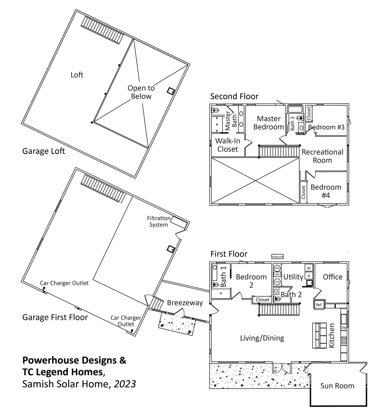DOE Tour of Zero: Samish Solar Home by Powerhouse Designs & TC Legend Homes floorplans.