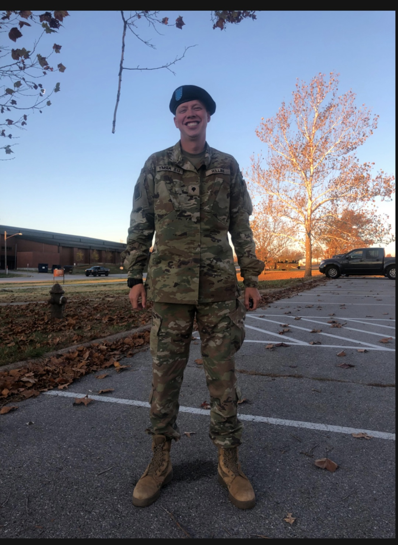 A portrait of Austin Miller in uniform