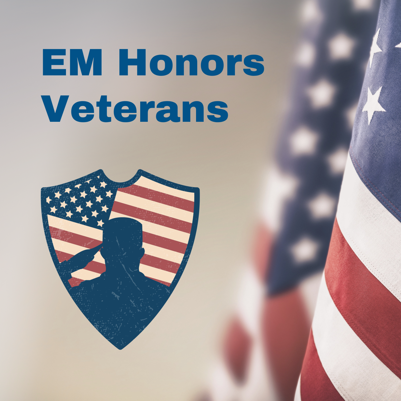 EM Honors Veterans military emblem and flag
