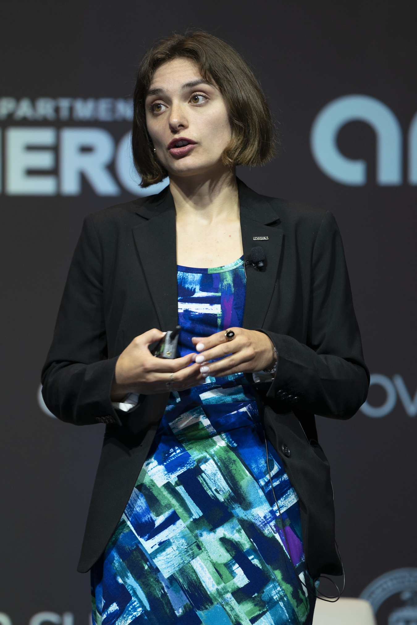 woman giving talk