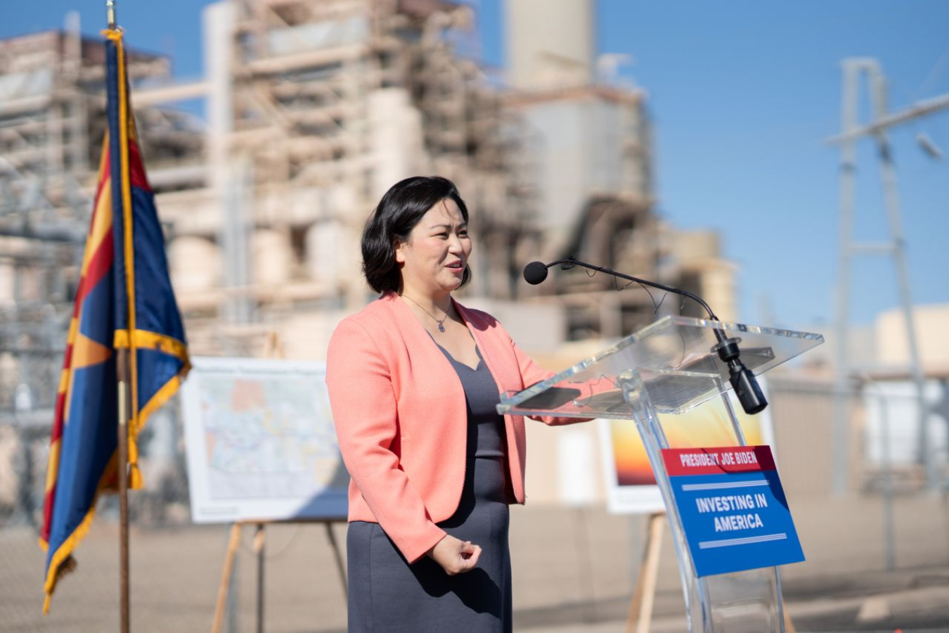 Director of the Grid Deployment Office Maria Robinson announcing the first round of Transmission Facilitation Program selections in Cochise, AZ.