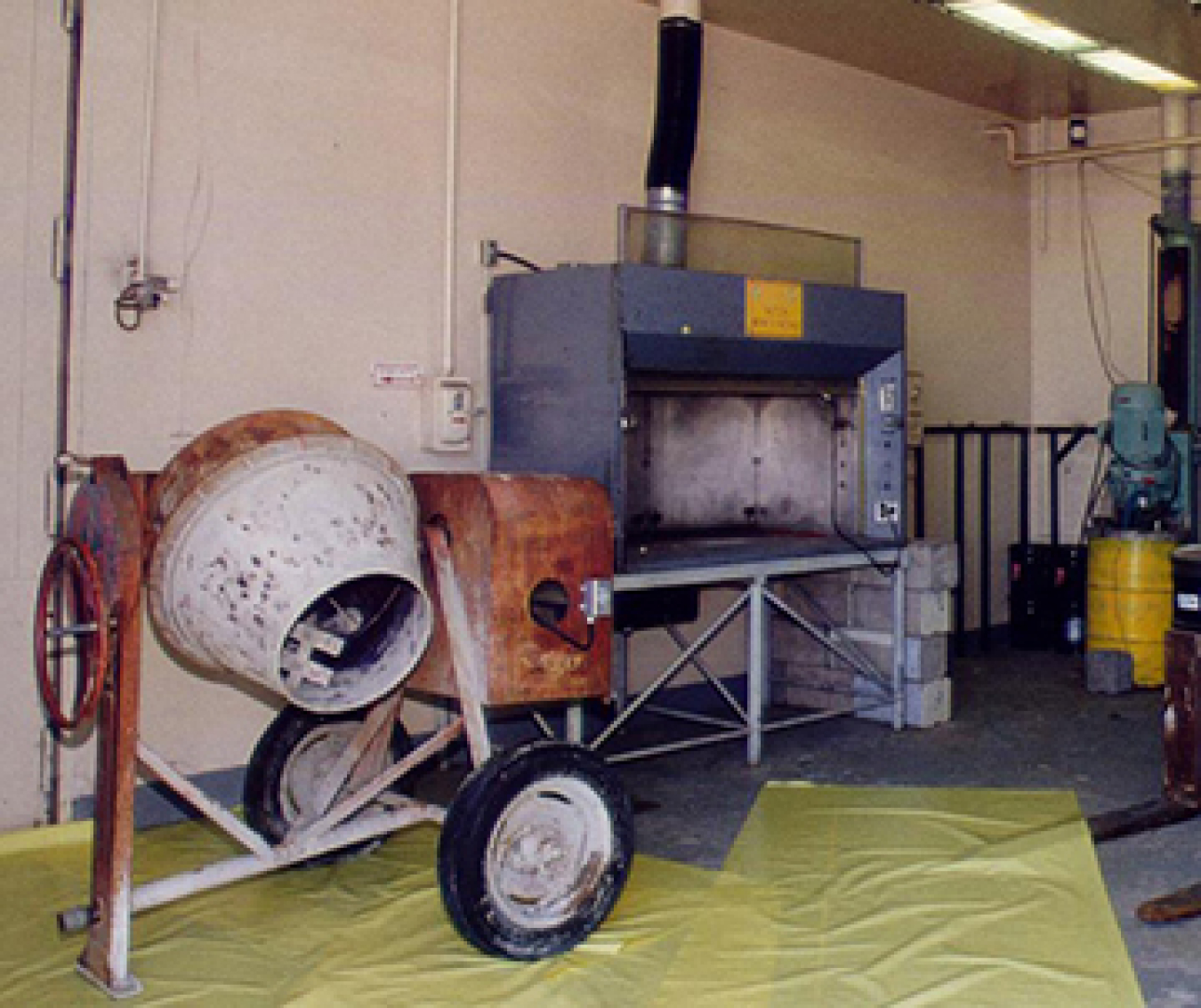 RMHF waste treatment units. The mixers were used to stabilize wastes with concrete and other materials. The fume hood was used to neutralize acids.
