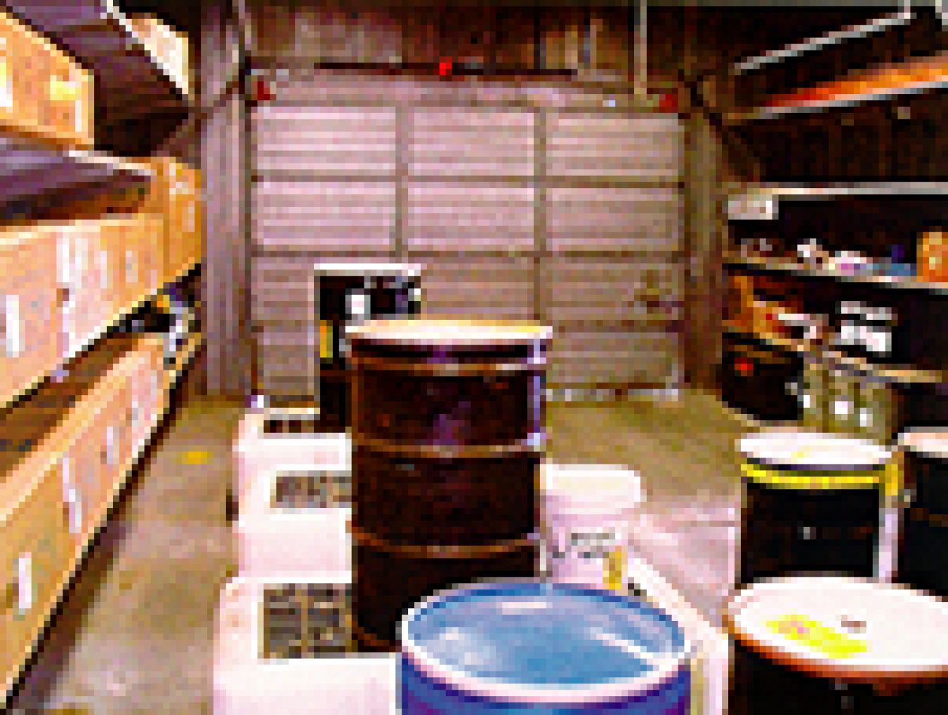Inside the Building 621 mixed waste storage facility.