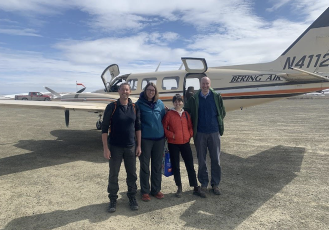 The DOE team arriving in Teller, Alaska to visit Mayor Blanche Okbaok-Garnie and President Lucy Oquilluk of Mary’s Igloo Tribe.