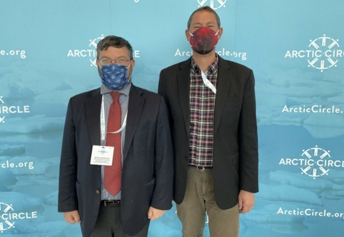 Michael McEleney and Matt Heavner representing the Department of Energy at the Arctic Circle Assembly meeting in Reykjavik, Iceland in 2022.
