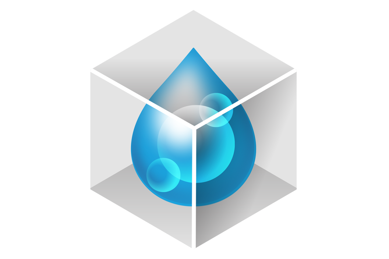Cube with a water droplet.