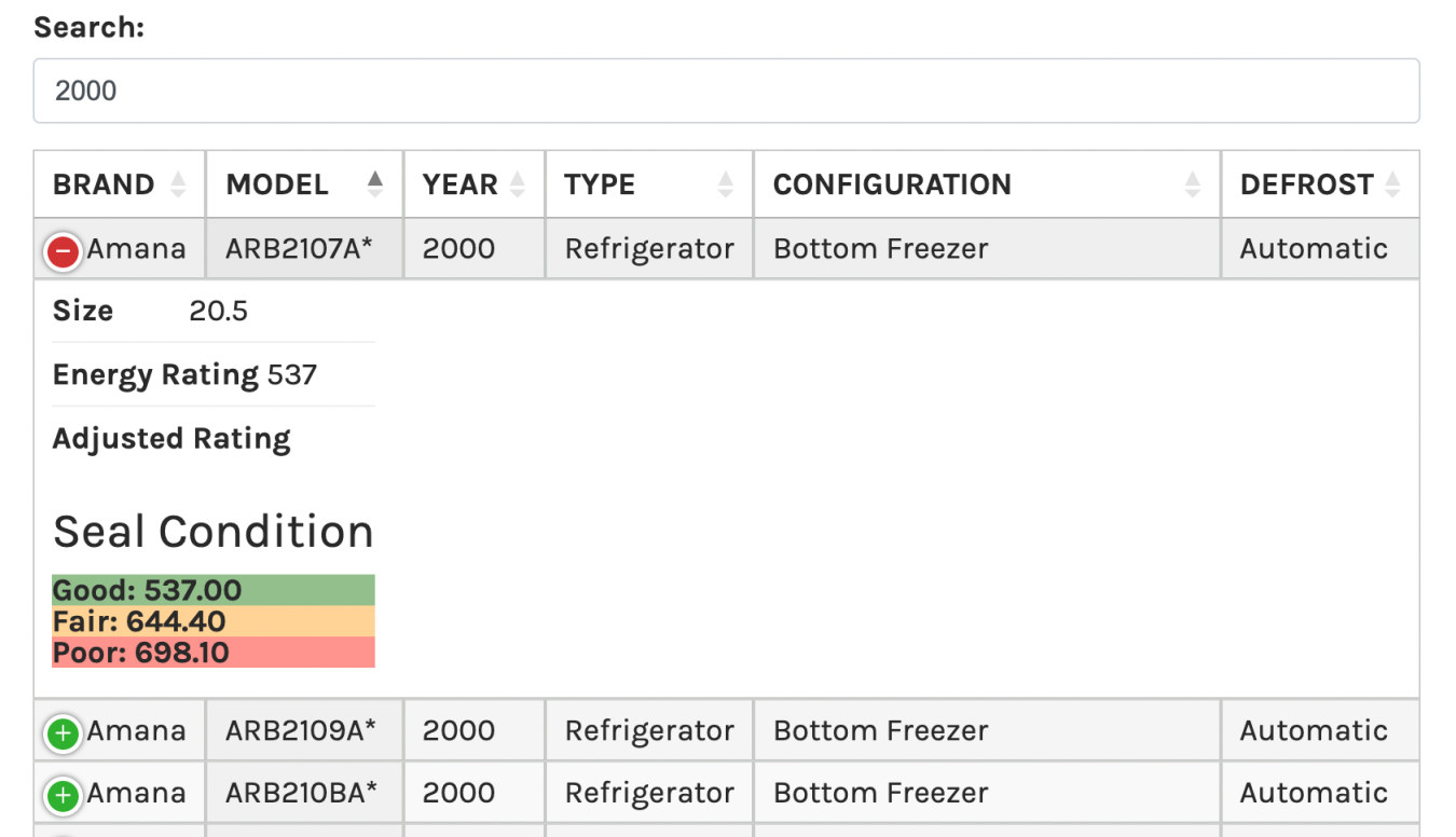 Screenshot of the search tool
