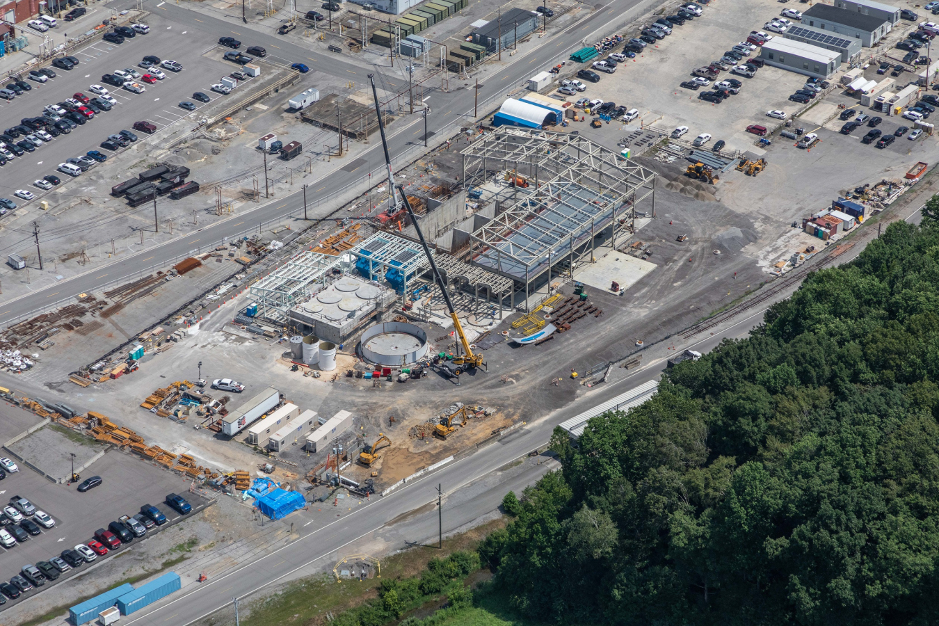 Aerial view of a large construction site