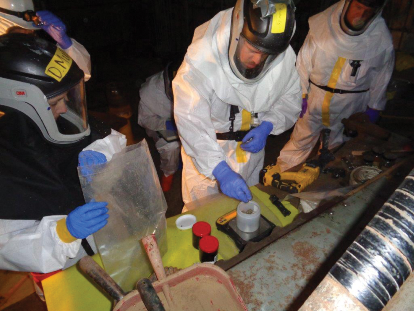 Overhead shot of employees working in the lab