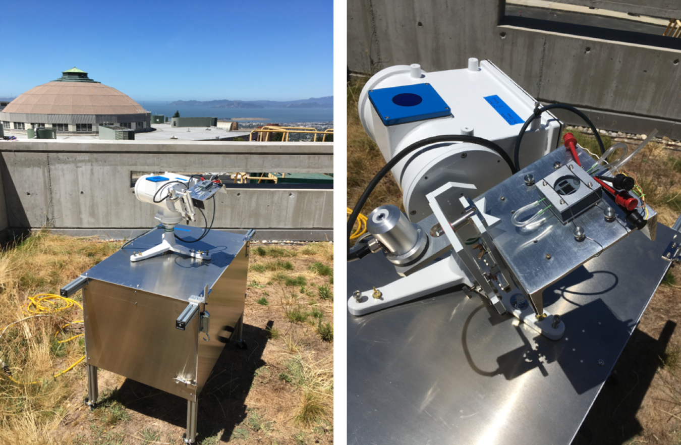 Technology on stand on a roof.