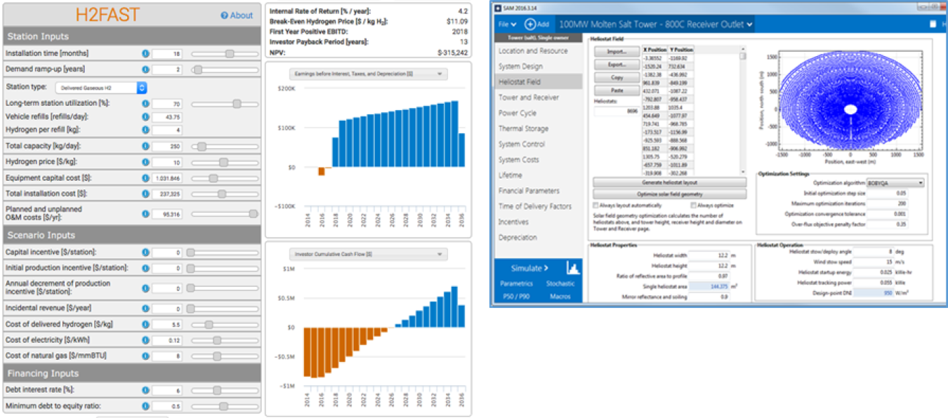 Screenshots from two different tools.