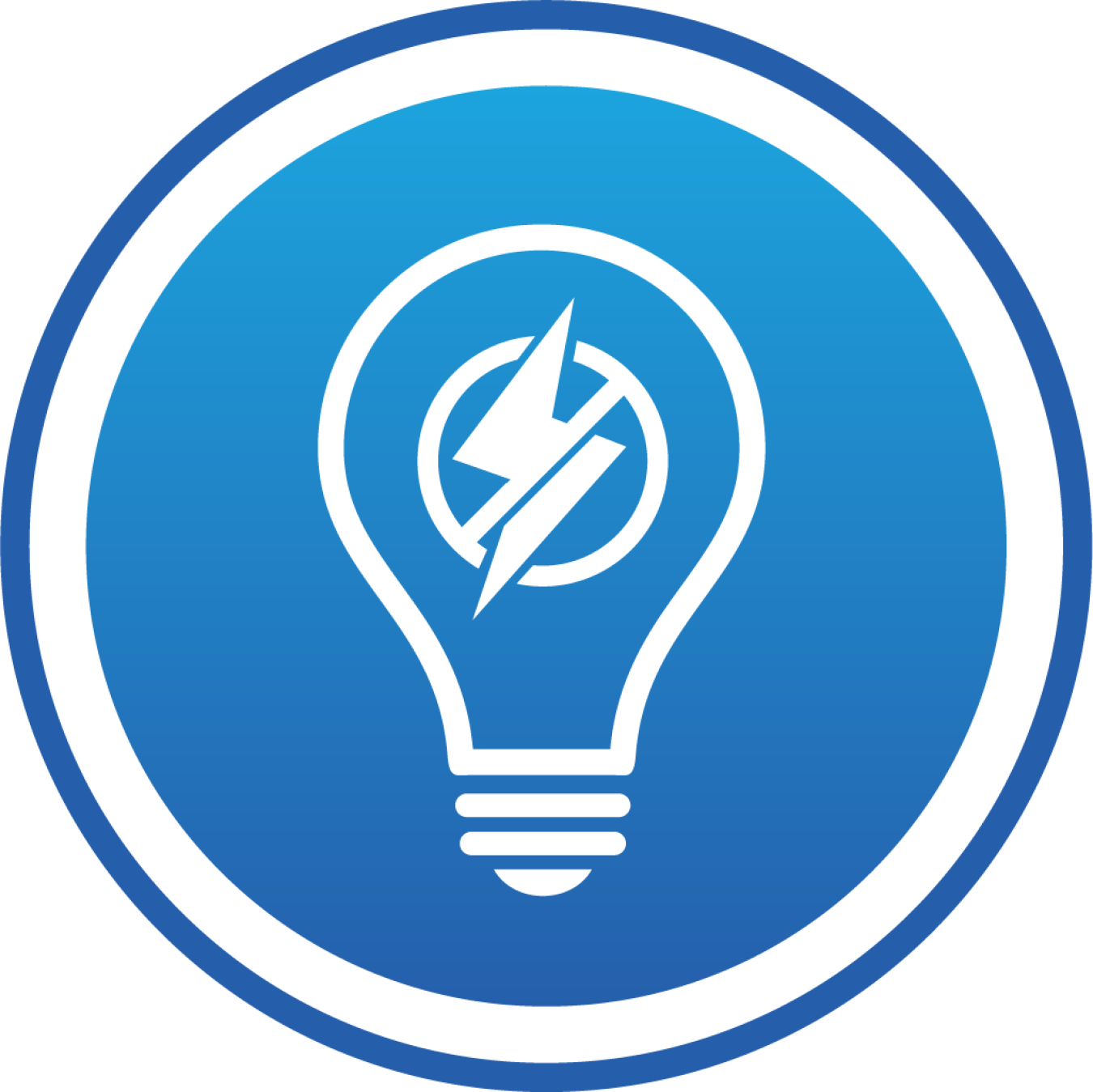 Icon with a light bulb and electricity symbol with a line marked through it