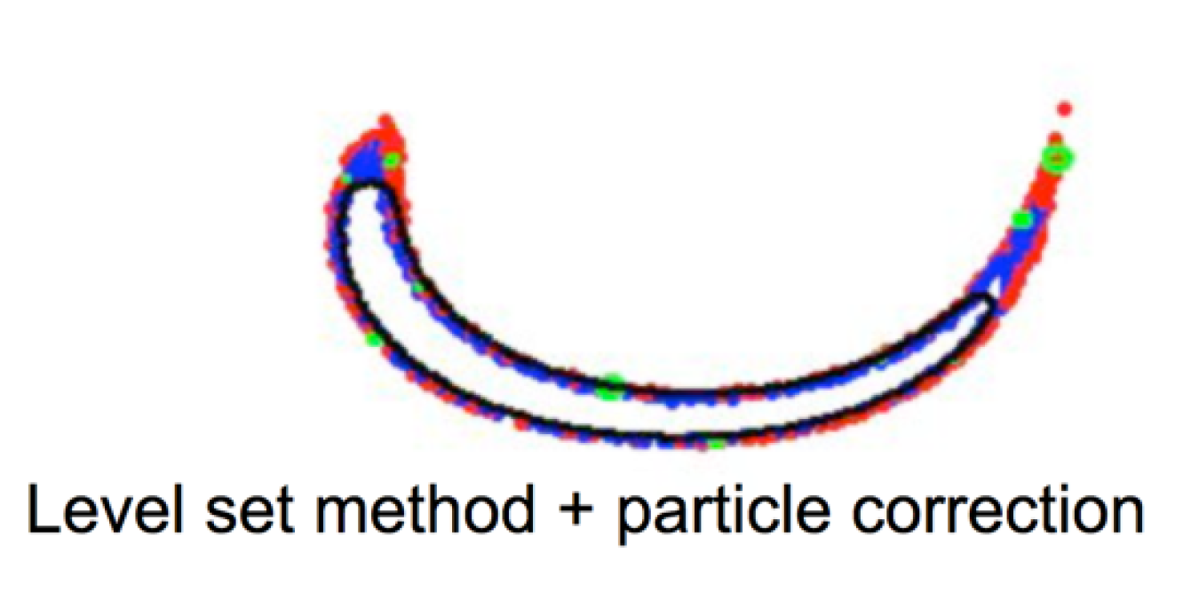 Diagram of the level set method plus particle correction.