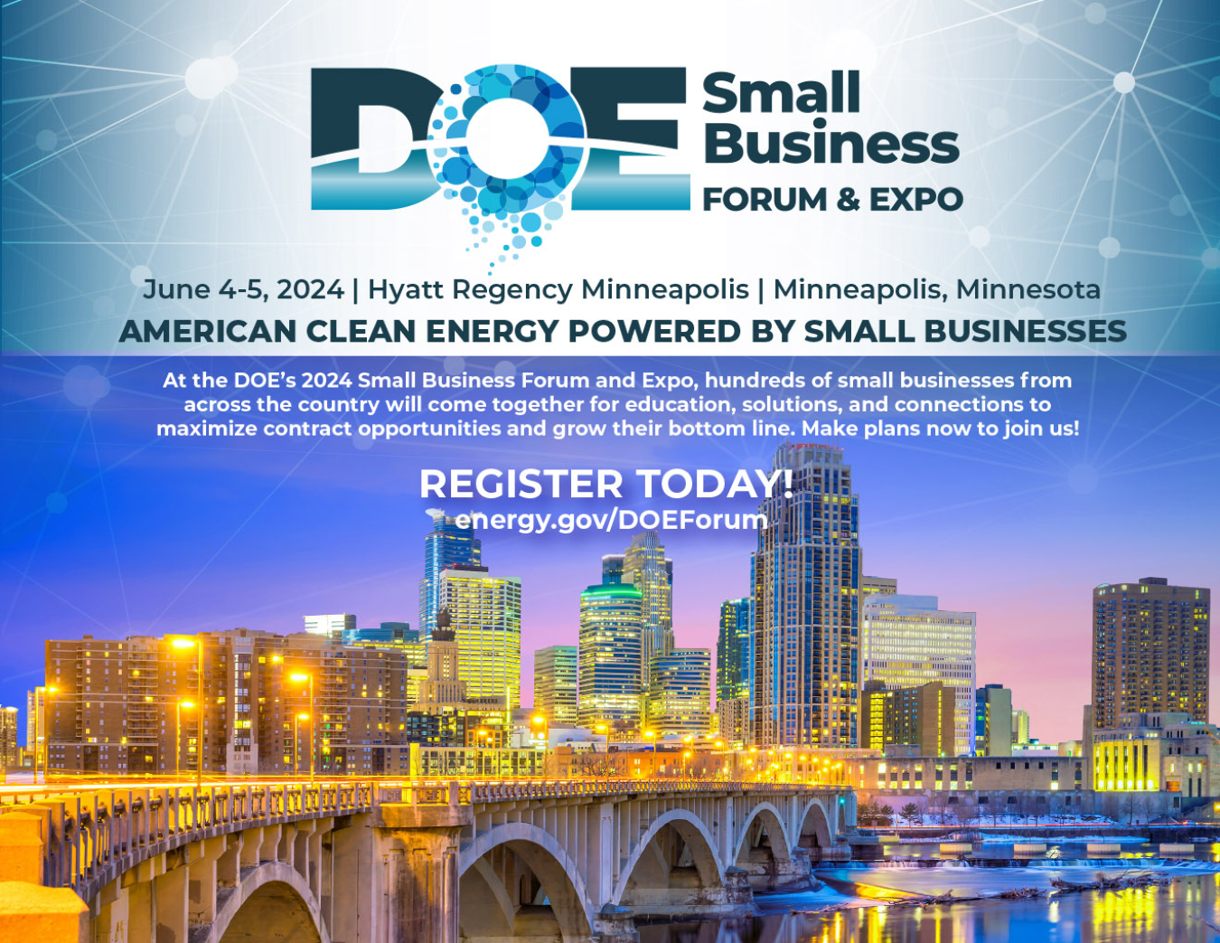 Registration flyer for 2024 DOE Small Business Forum & Expo