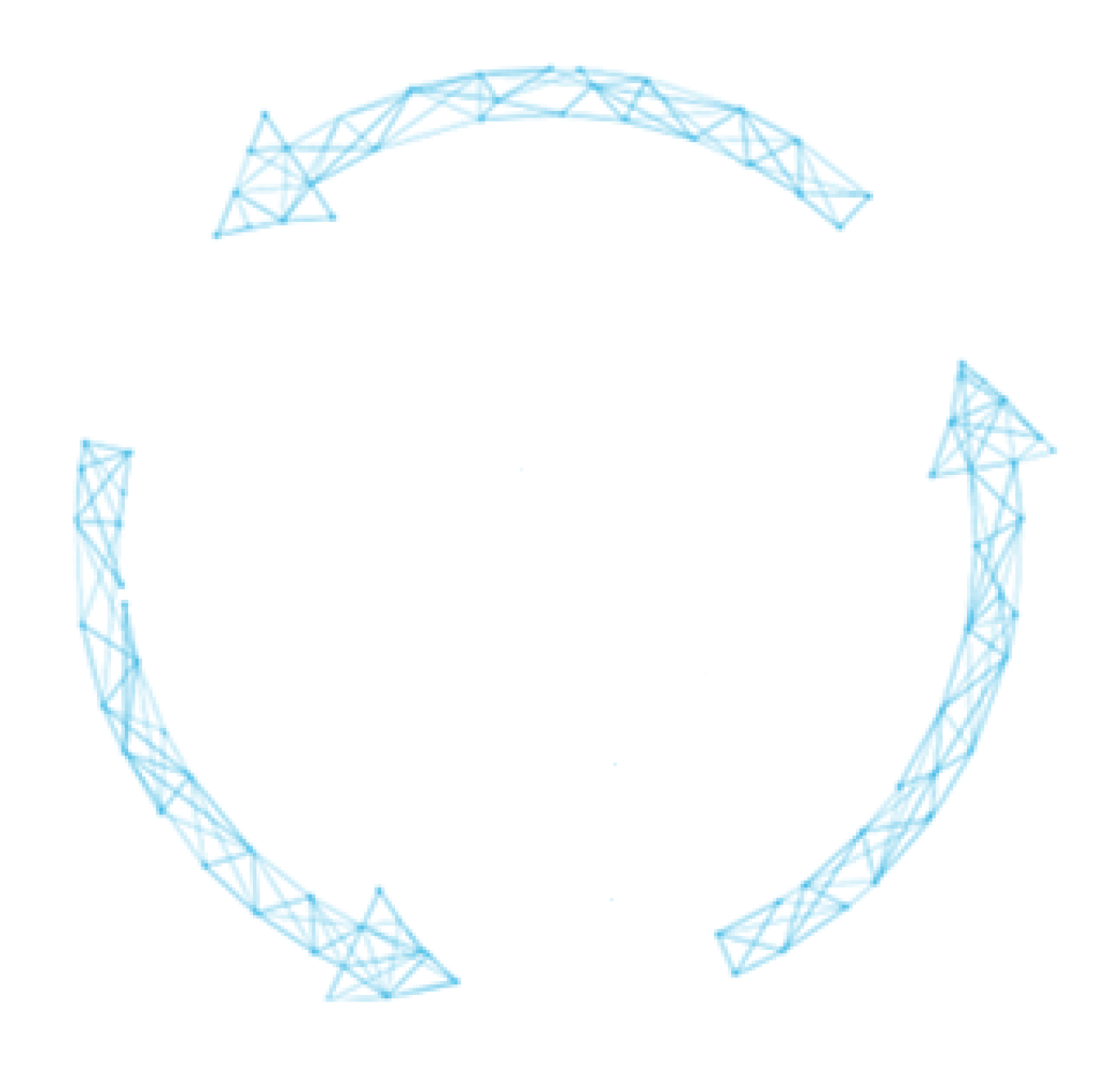 a drawing of revolving arrows forming a circle