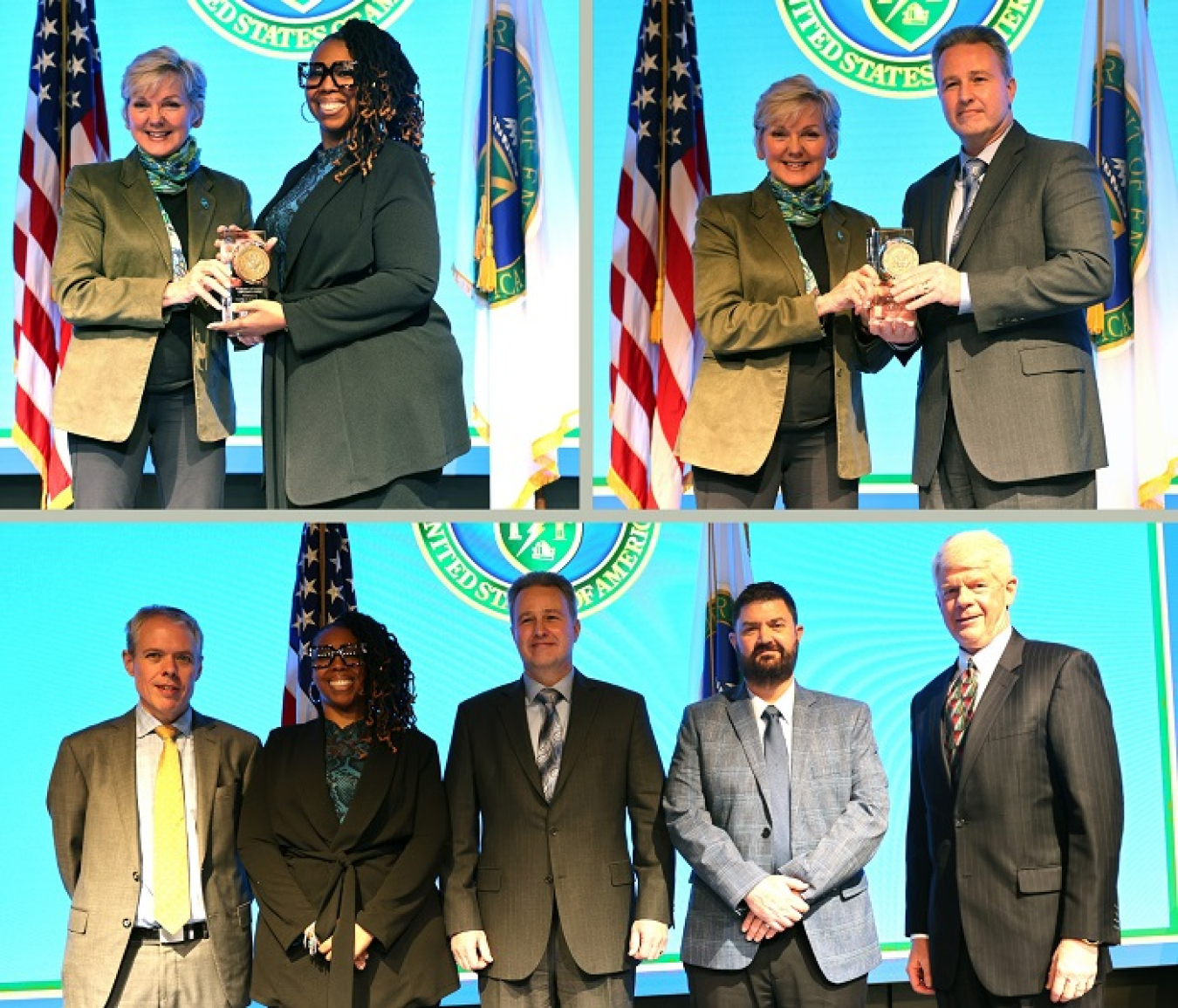 Collage of awards winner with the U.S. Secretary of Energy