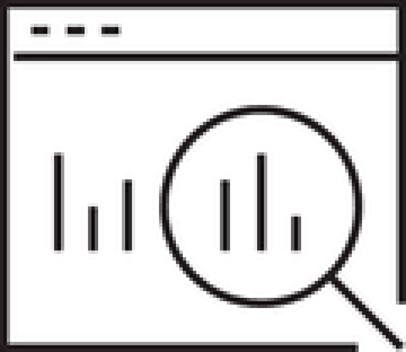 desktop with a giant magnifying glass highlighting a chart