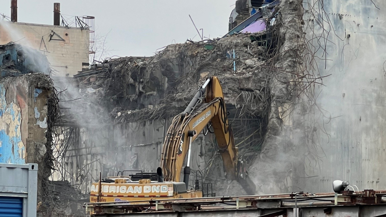 A building being deconstructed at the WVDP