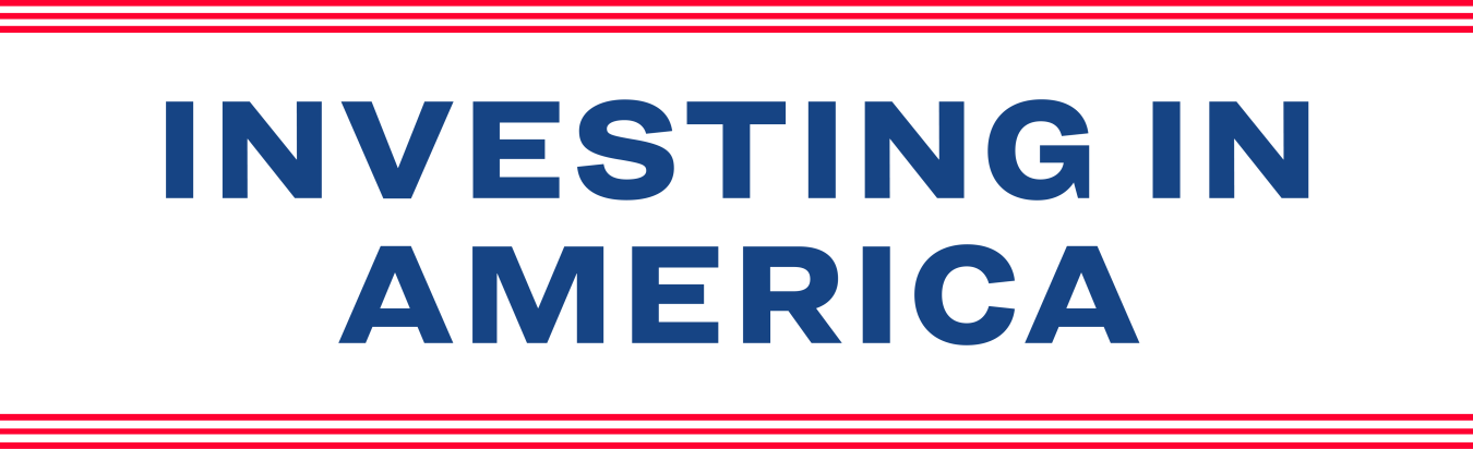 A png file of the Investing in America logo in red and blue without a background