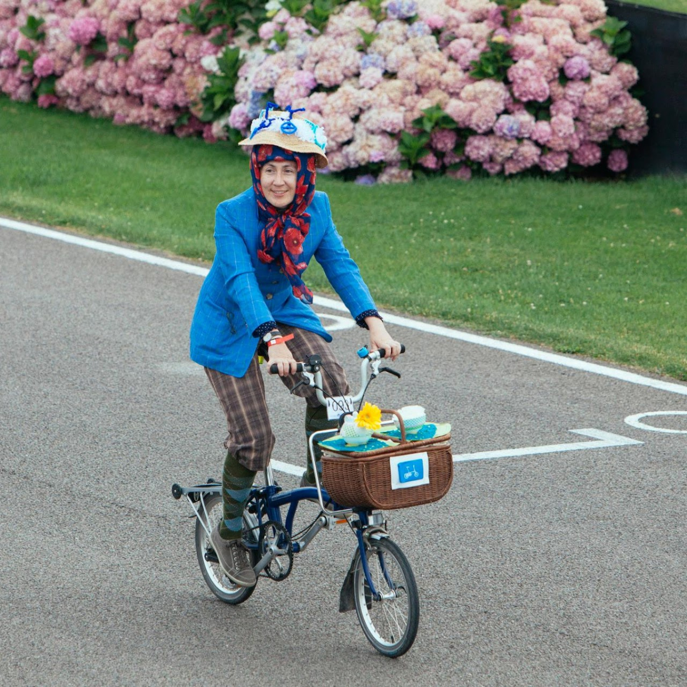 Michelle Seitz on a bicycle