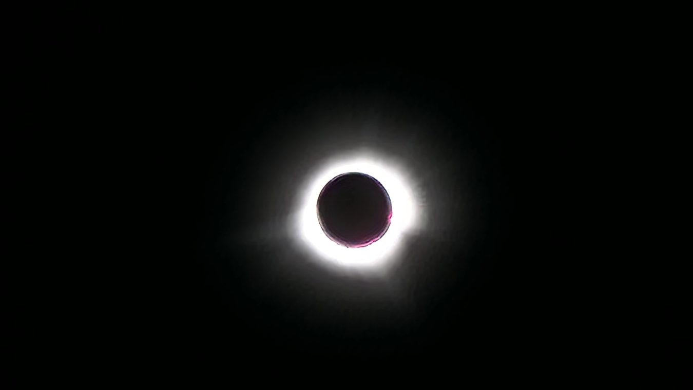 The sun eclipsed, photographed from the Fernald Preserve near Hamilton, Ohio, April 8.