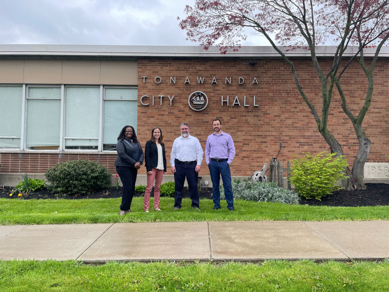 Former FUSRAP Lead Darina Castillo and LM Tonawanda Landfill Site Manager Kate Whysner visit with Tonawanda City Engineer Jason LaMonaco and Assistant City Engineer Brian Doyle.