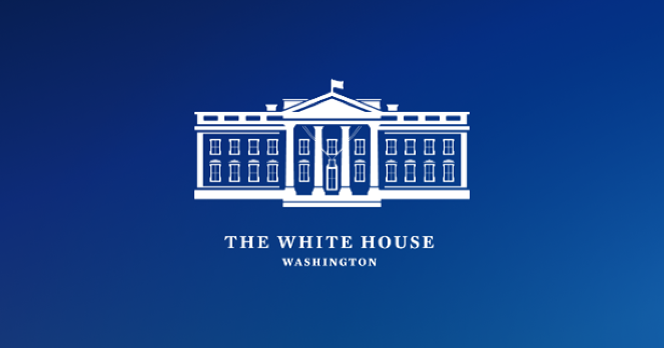 The White House, Washington, on a dark blue background