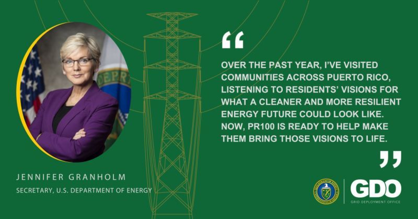 Quote graphic from Jennifer Granholm, Secretary, U.S. Department of Energy, and headshot