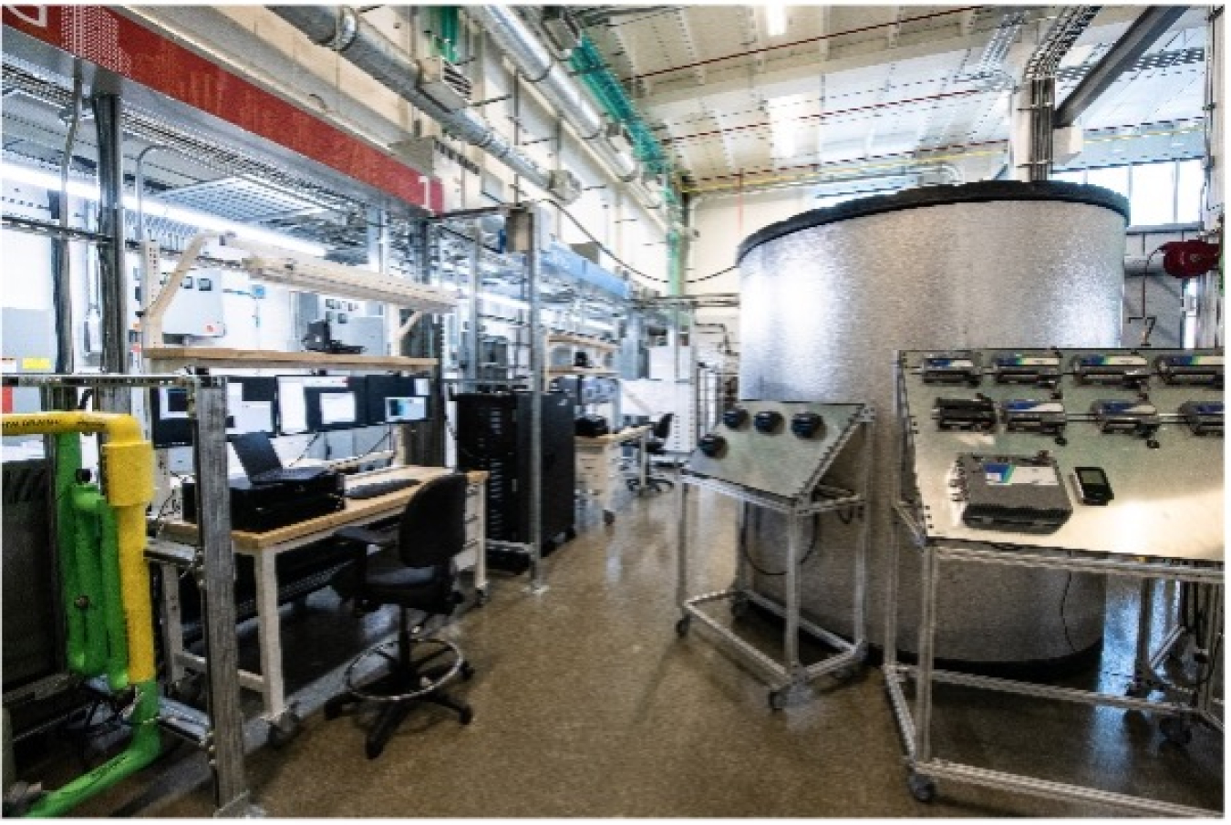 Thermal energy storage tank inside a laboratory.
