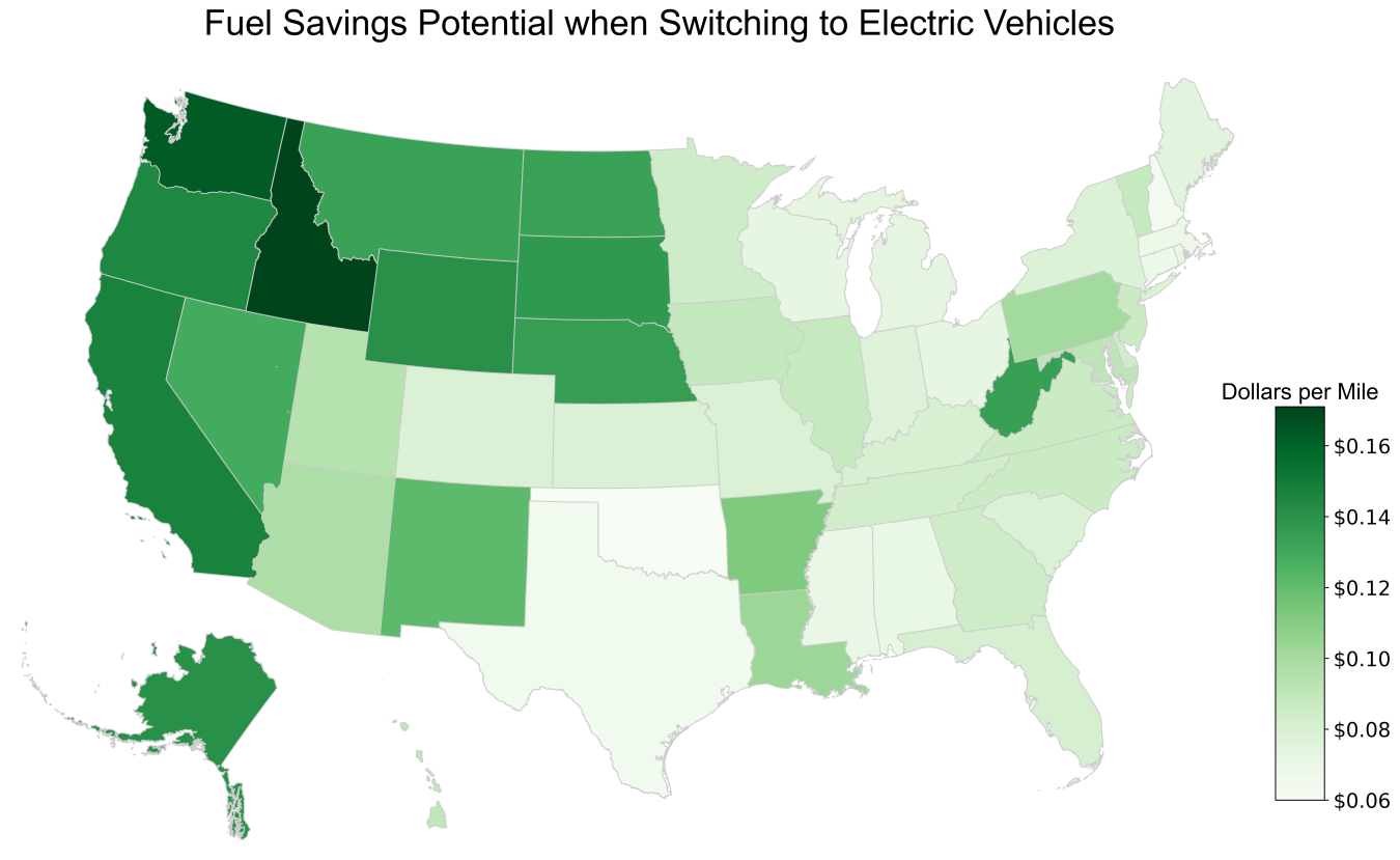 Fuel Savings Potential when Switching to Electric Vehicles