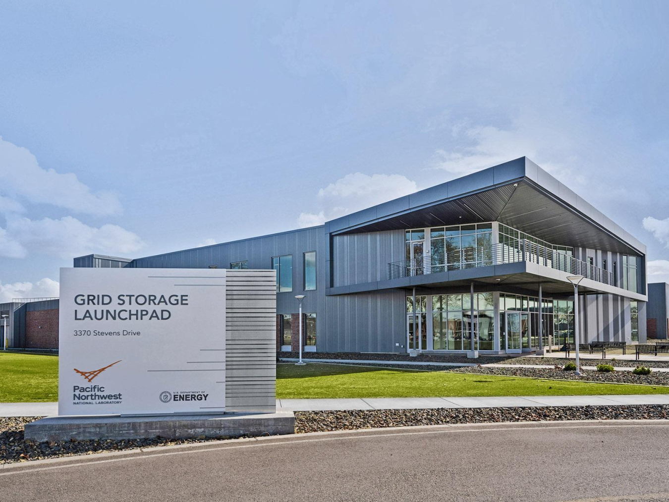 OE's Grid Storage Launchpad. Photo courtesy with the building sign in the foreground.