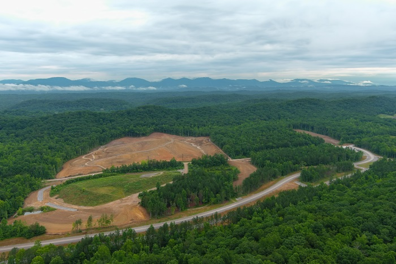 An aerial view of progress on the Environmental Management Disposal Facility footprint.
