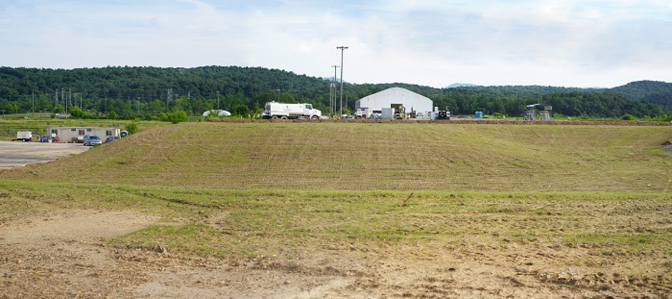 A view of a portion of Exposure Unit-21 after site restoration and reseeding.