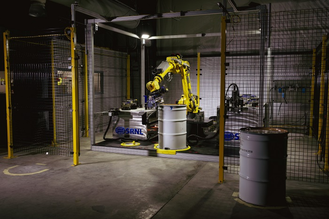 A robotic arm and drum