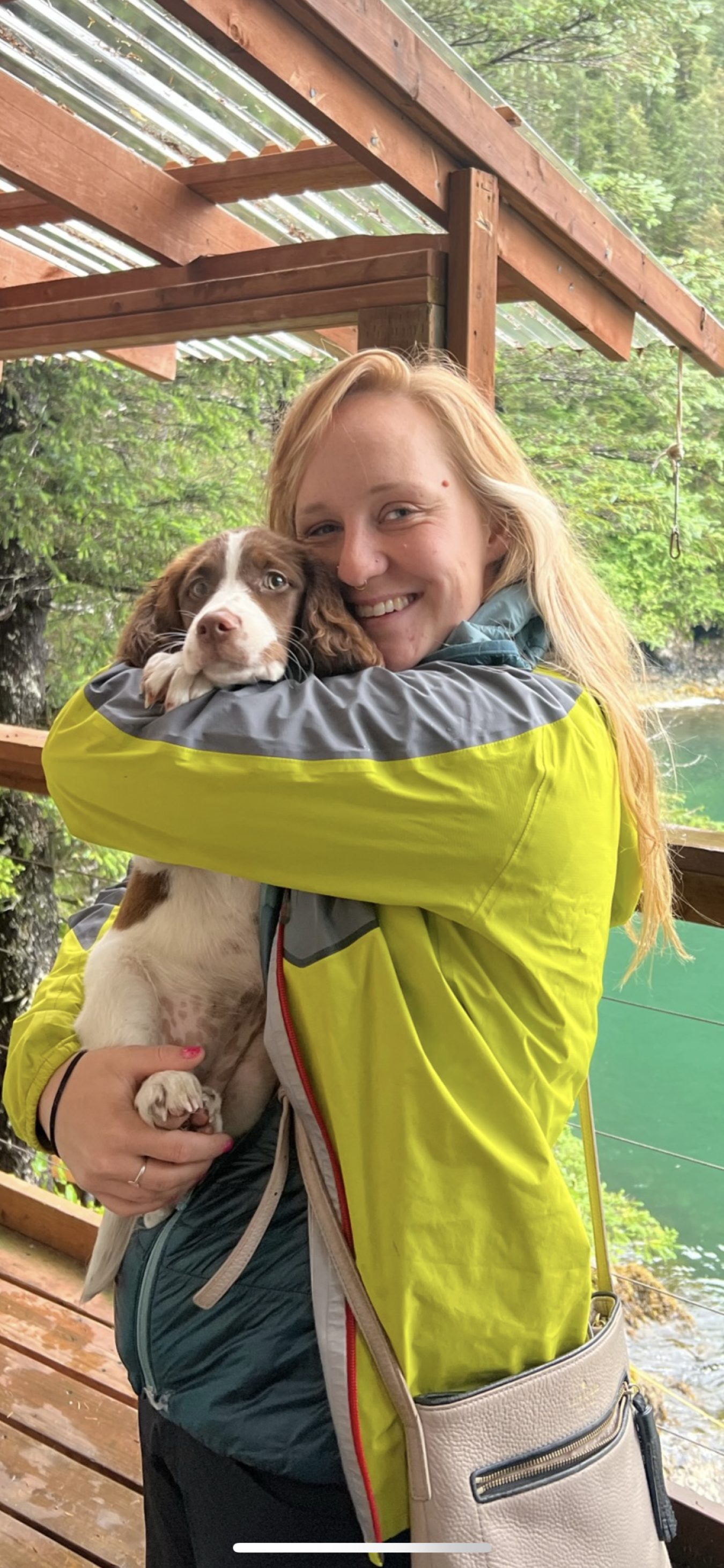 Taylor Asher with her dog in Seward, Alaska.