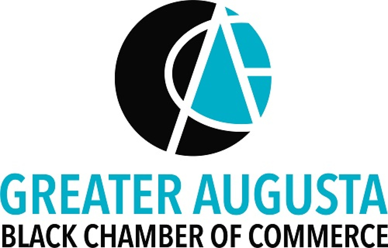 A white background logo with blue and black text that reads "Greater Augusta Black Chamber of Commerce"