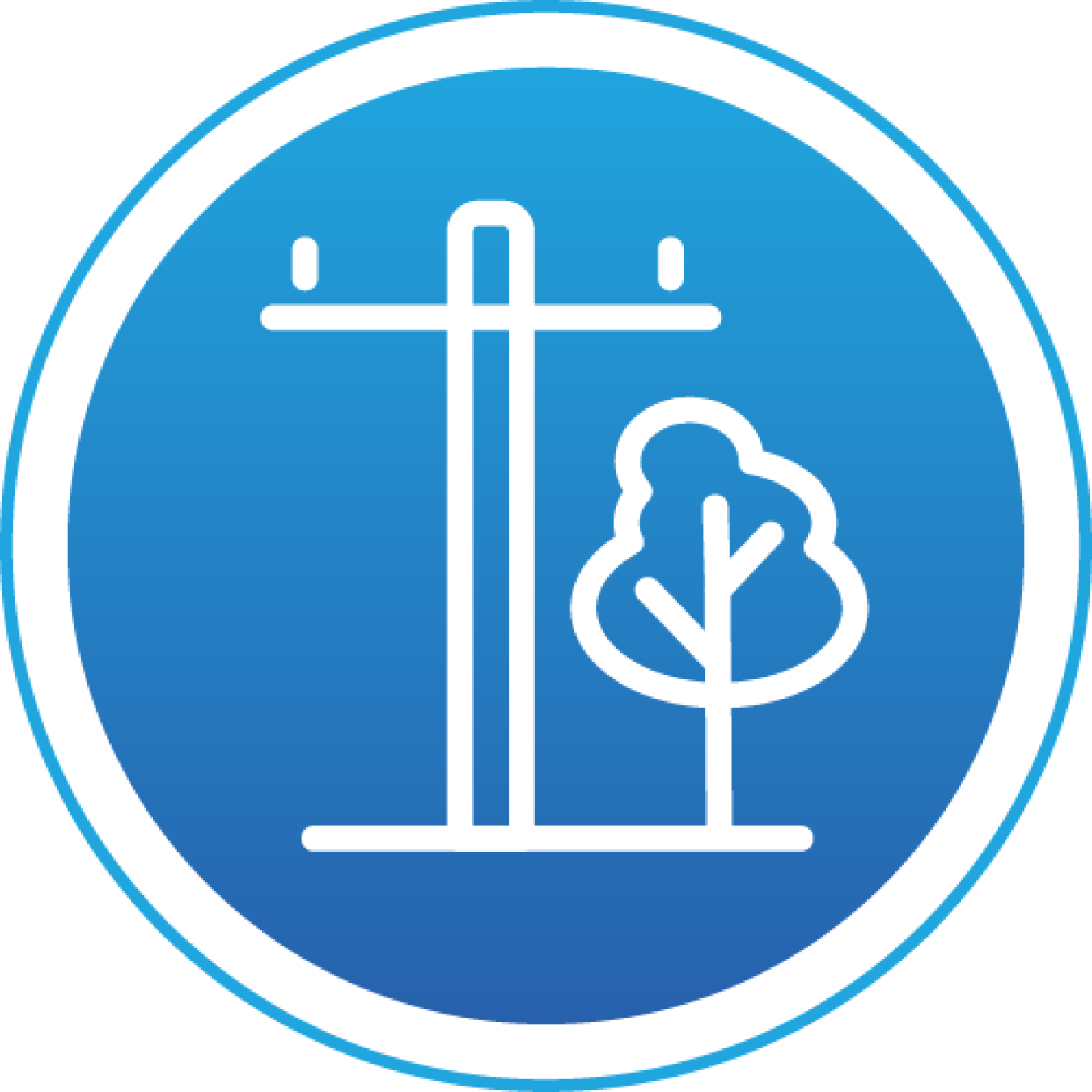 Depiction of a transmission line and tree