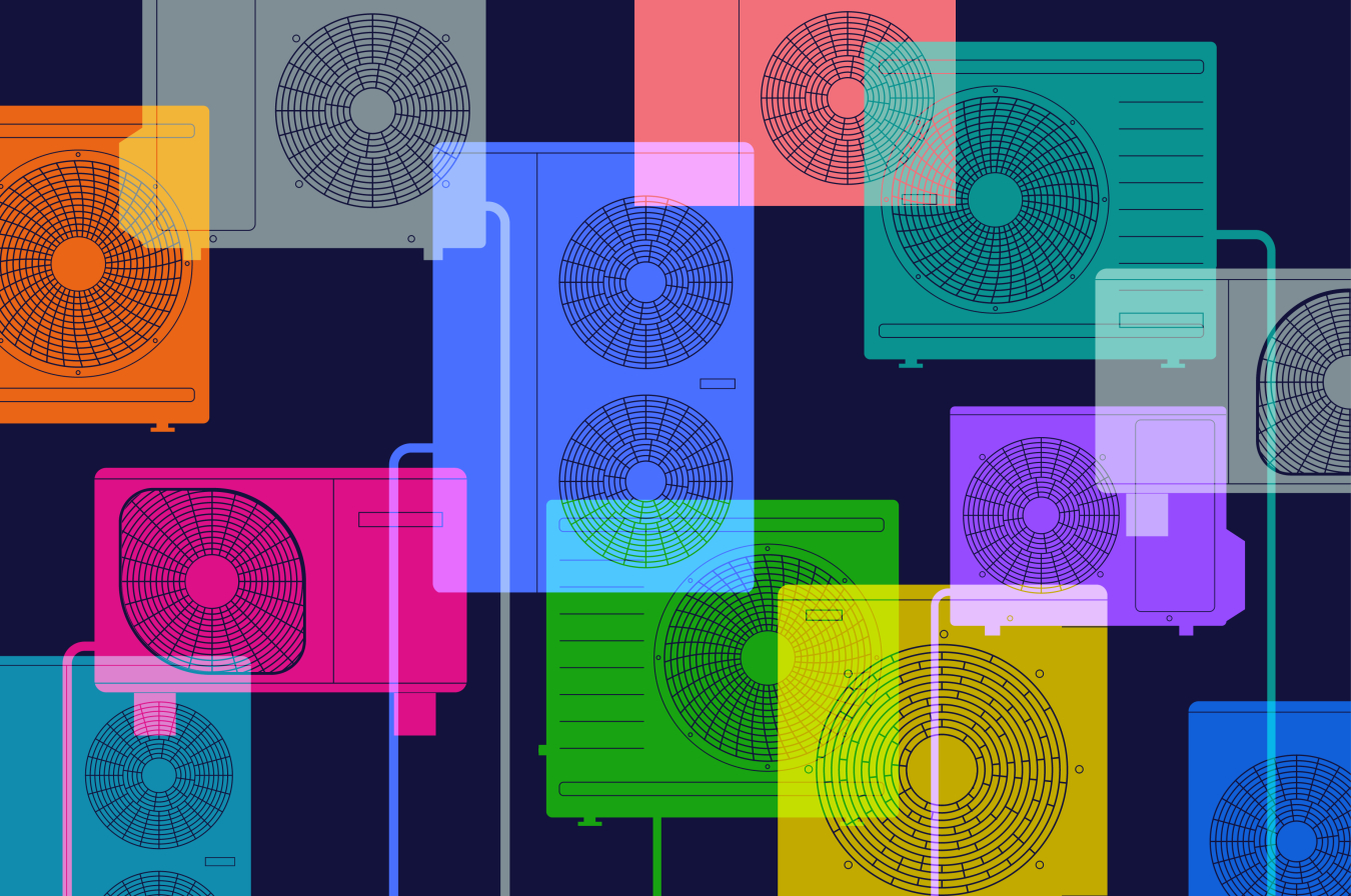 Artistic illustration of heat pumps.