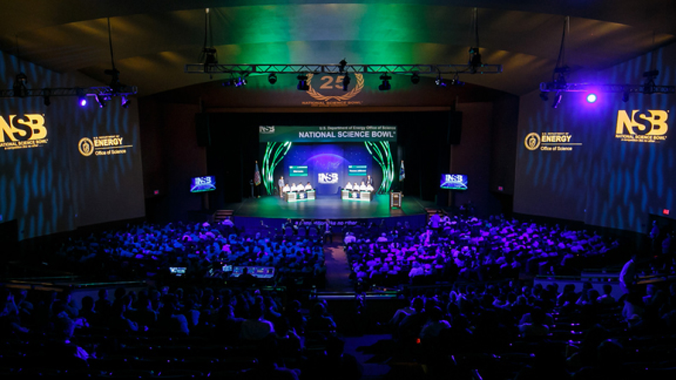 The high school championship match between Thomas Jefferson High School for Science and Technology against Mira Loma High School at the 2015 National Science Bowl finals in Washington, D.C.