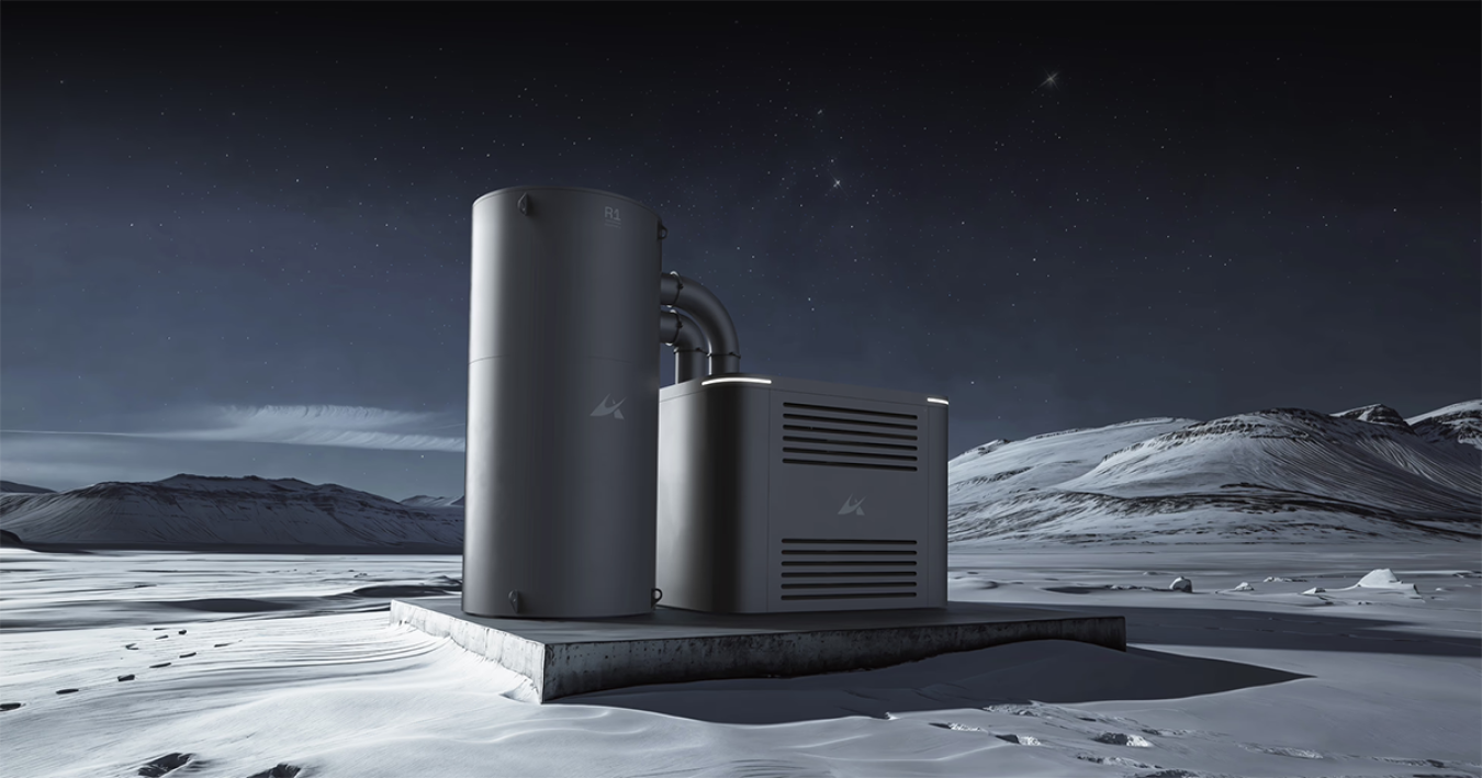 Artist's rendering of the Antares R1 microreactor on the surface of another planet