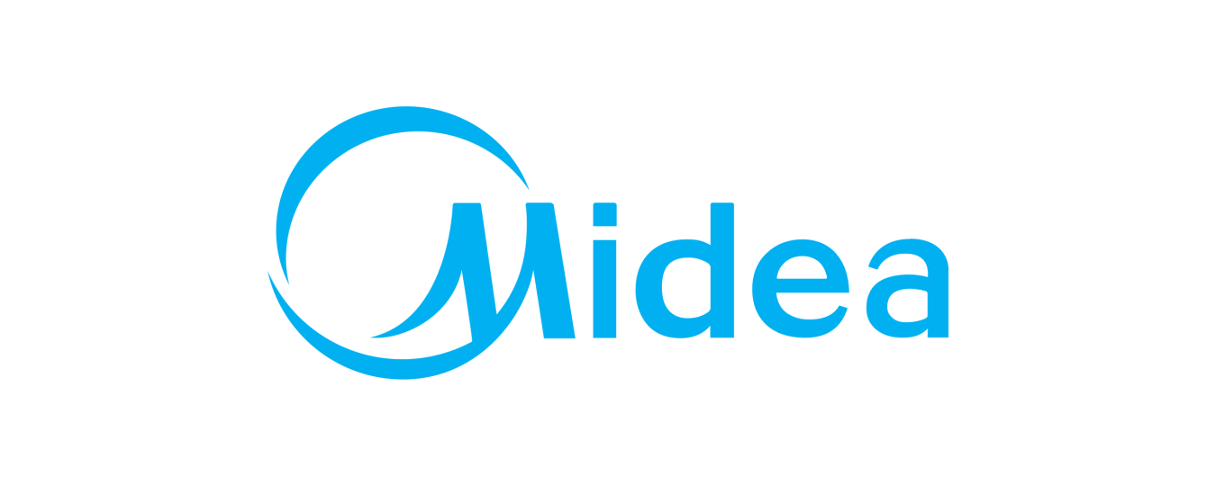 Midea logo with stylized circle around the first letter, "M."