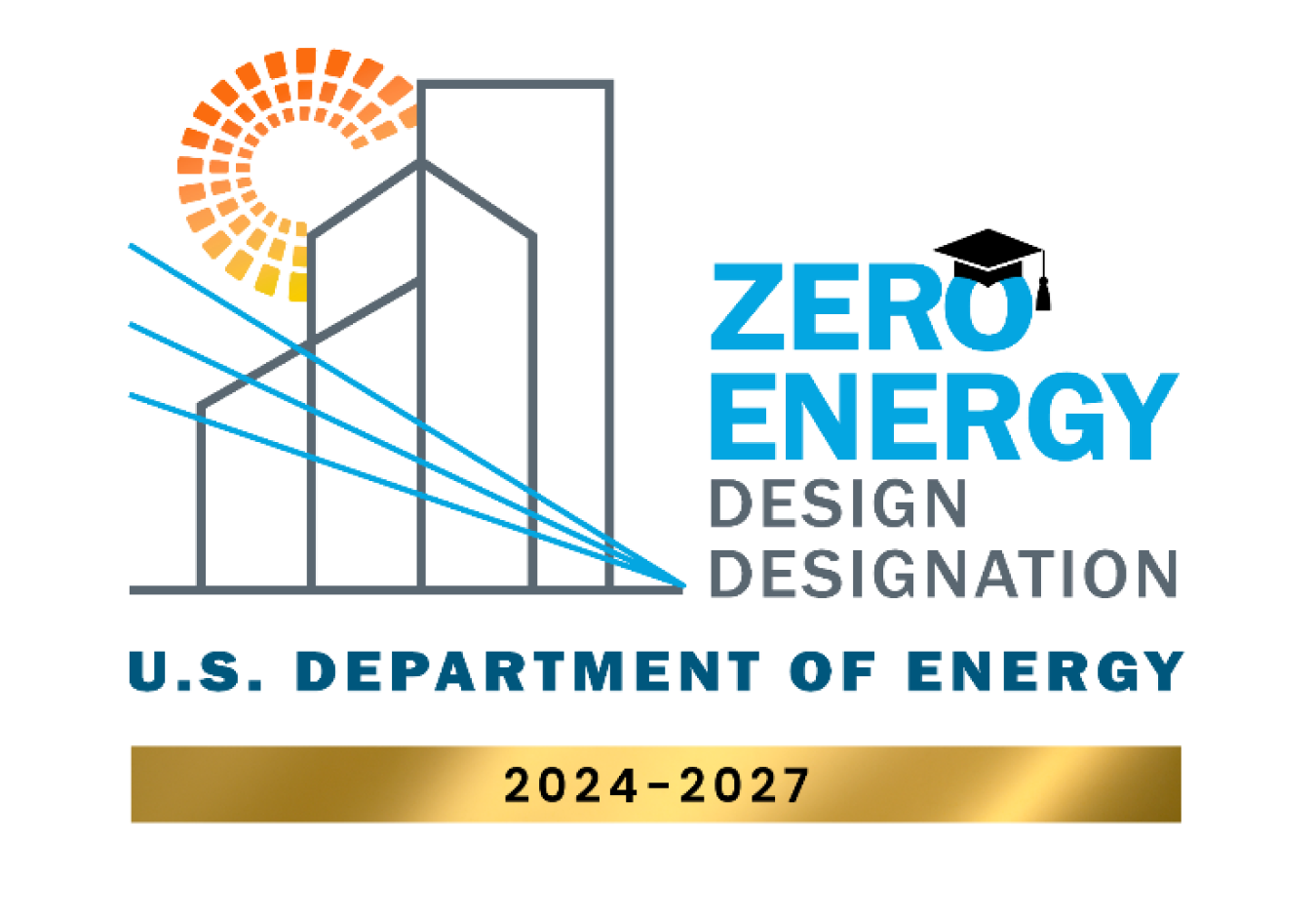 Zero Energy Design Designation logo, U.S. Department of Energy, 2024-2027.