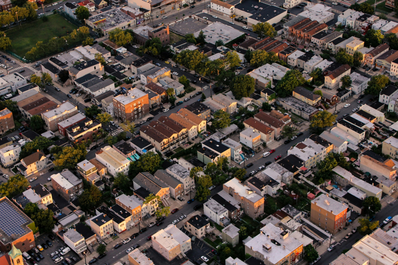 Building and houses seen from above